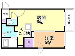 LaMeridianWest 1LDKの間取図画像