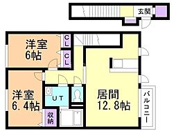ノイ・グランツ2 2LDKの間取図画像