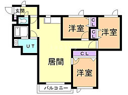 レラ・ホープ稲積公園 3LDKの間取図画像
