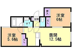 宮の沢2条館 2LDKの間取図画像