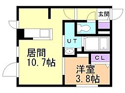 Riverside琴似 1LDKの間取図画像