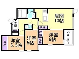 Tertiary(ターシャリー) 3LDKの間取図画像