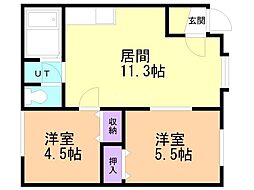 グランドハイツ手稲 2LDKの間取図画像
