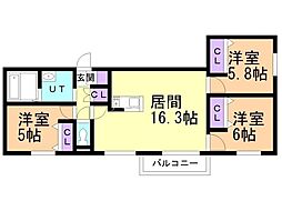 札幌市手稲区手稲本町二条5丁目マンション 3LDKの間取図画像