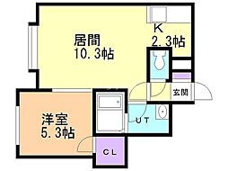 ラグナベルデ発寒1 1LDKの間取図画像