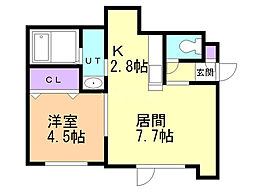 ヴィラクラッセ手稲北口 1LDKの間取図画像