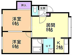 エスコートルノー 2LDKの間取図画像
