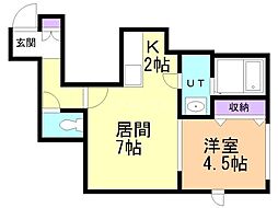K・N発寒4条 1LDKの間取図画像