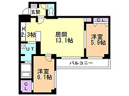 カレラ・宮の沢 2LDKの間取図画像
