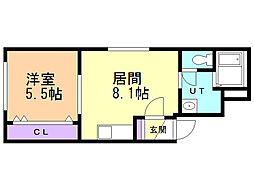 アポロン 1LDKの間取図画像