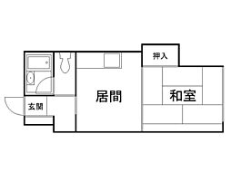 ラベラヴィータ西町 1DKの間取図画像