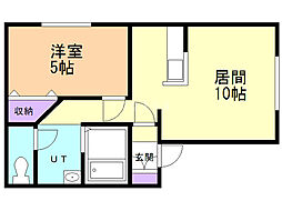 パナハイツ新発寒 1LDKの間取図画像