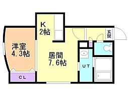 エクセレントST 1LDKの間取図画像