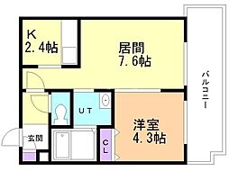 アトラス手稲 1LDKの間取図画像