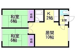 丸栄マンション 2LDKの間取図画像