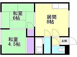 ハイツ本間 2LDKの間取図画像