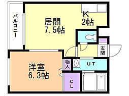 スカイハウス 1LDKの間取図画像