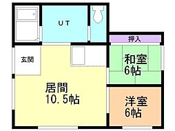 ハイム山城A 2LDKの間取図画像