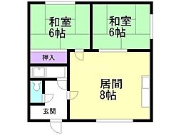 コーポ今村 2LDKの間取図画像