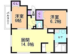 K.アベニュー2 2LDKの間取図画像