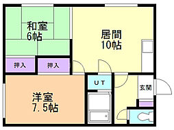 第2あずみマンション 2LDKの間取図画像