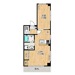 山一戸田ステーツ 1LDKの間取図画像