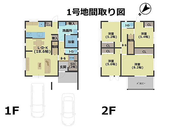 １号地間取り図になります。