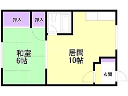 グリーンハイツ 1LDKの間取図画像