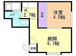 コーポリステル 1LDKの間取図画像