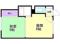 シンフォニックガーデン東札幌II 3階1DKの間取り