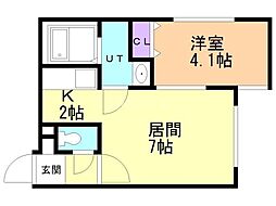 フロンティア 4階1LDKの間取り