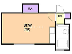 南郷ハイツ 1階ワンルームの間取り