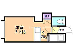 ラビリンス壱番館 1階1Kの間取り