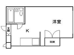 野月ビル 205 2階1DKの間取り