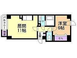 フレックス南郷 1LDKの間取図画像