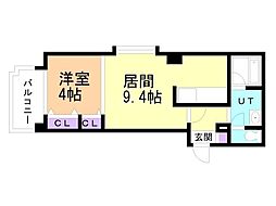 アクセス東札幌 2階1LDKの間取り