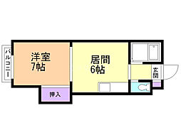 三進栄通マンション 3階1DKの間取り
