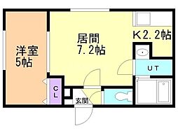 Ｆｏｒｅｓｔ　Ｐａｒｋ　南郷13 2階1LDKの間取り