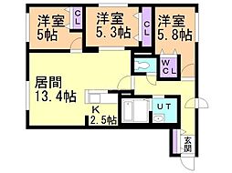 札幌市白石区本通17丁目南マンション 3LDKの間取図画像