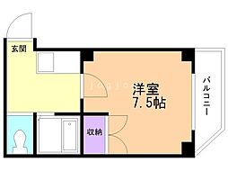 ヒルサイドシティ 301 3階ワンルームの間取り