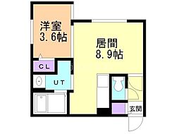 ＡＮＤーｈｏｎｄｏｒｉ 3階1LDKの間取り