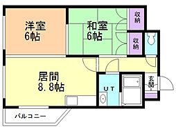 フォーシス本通17 2DKの間取図画像