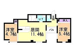 シャルム菊水 2LDKの間取図画像