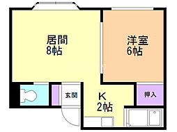 エスポワール北郷 1LDKの間取図画像