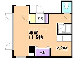 ZENビル 1Kの間取図画像