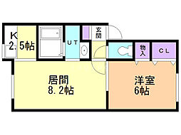 エスポワールB 1LDKの間取図画像