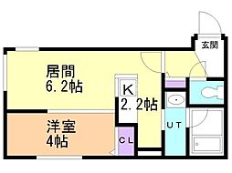 ＳＡＳＡ南郷 1階1LDKの間取り