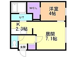 札幌市営東西線 南郷18丁目駅 徒歩8分の賃貸マンション 3階1LDKの間取り