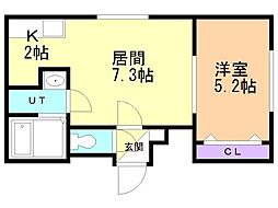 札幌市営東西線 南郷13丁目駅 徒歩5分の賃貸マンション 1階1LDKの間取り