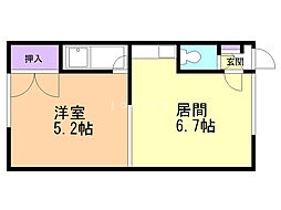 ハイムフィオーレ2 1DKの間取図画像